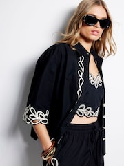 River Island Black Black Boxy Broderie Shirt - Image 2 of 6