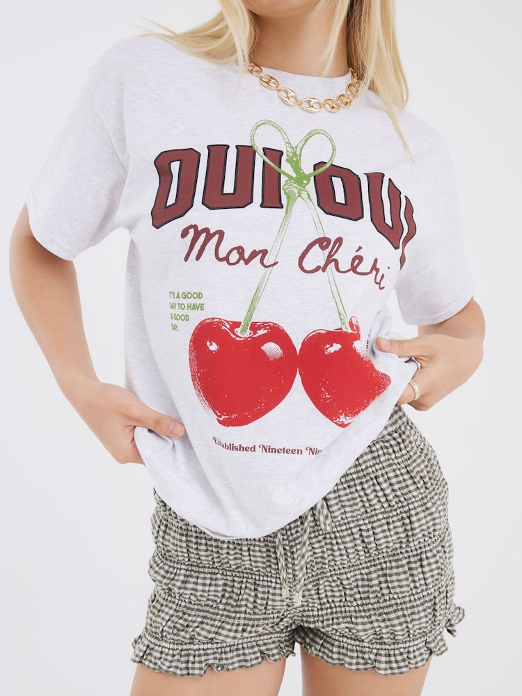 River Island White Oui Heart Printed T-Shirt - Image 1 of 4