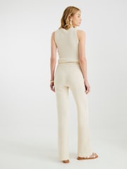 River Island Cream Textured Wide Leg Trousers - Image 2 of 4