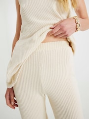 River Island Cream Textured Wide Leg Trousers - Image 4 of 4