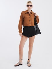River Island Brown Faux Suede Cropped Overshirt - Image 3 of 4