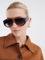 River Island Brown Faux Suede Cropped Overshirt - Image 4 of 4