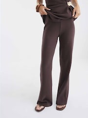 River Island Brown Brown Textured Wide Leg Trousers - Image 4 of 6