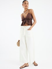 River Island Cream Paperbag Trousers - Image 1 of 4