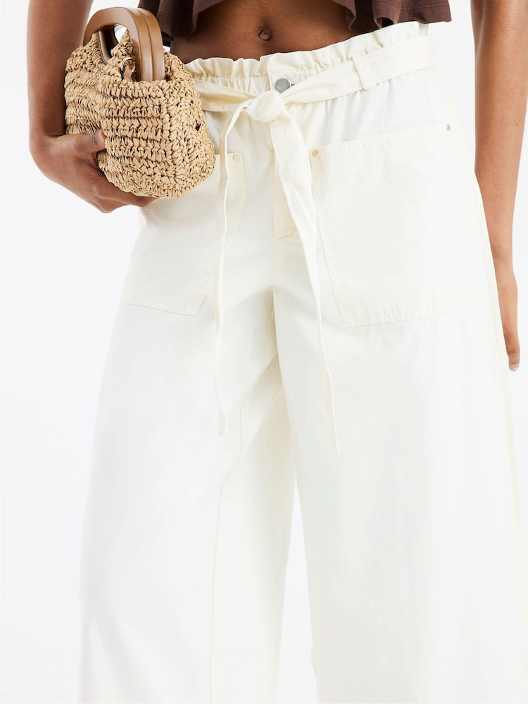 River Island Cream Paperbag Trousers - Image 4 of 4