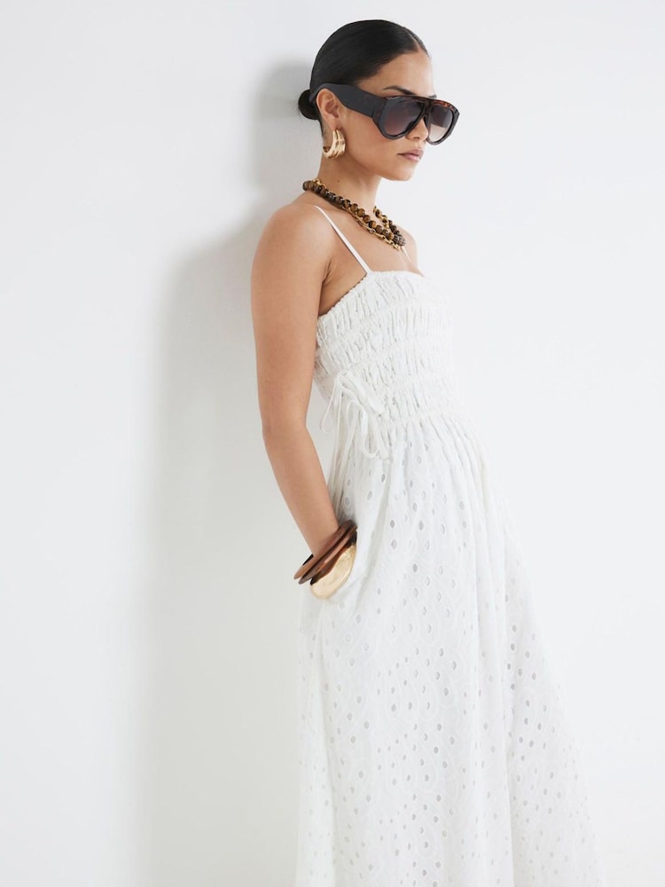 Buy River Island White Petite Broderie Maxi Dress from Next Italy