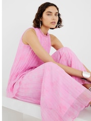 River Island Pink Wide Leg Plisse Trousers - Image 3 of 4