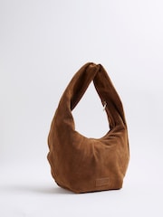 River Island Brown Suede Twist Shoulder Bag - Image 2 of 6