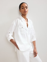 Phase Eight White Arla Linen Shirt - Image 1 of 7