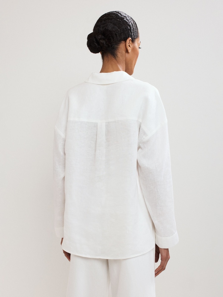 Phase Eight White Arla Linen Shirt - Image 2 of 7