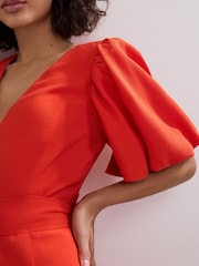 Phase Eight Orange Zarah Midi Dress - Image 4 of 7