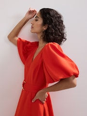 Phase Eight Orange Zarah Midi Dress - Image 6 of 7