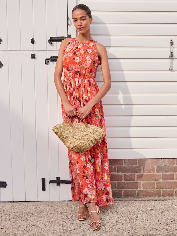 Phase Eight Orange Zelah Floral Print Dress - Image 1 of 8