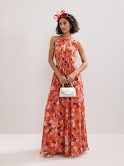 Phase Eight Orange Zelah Floral Print Dress - Image 2 of 8