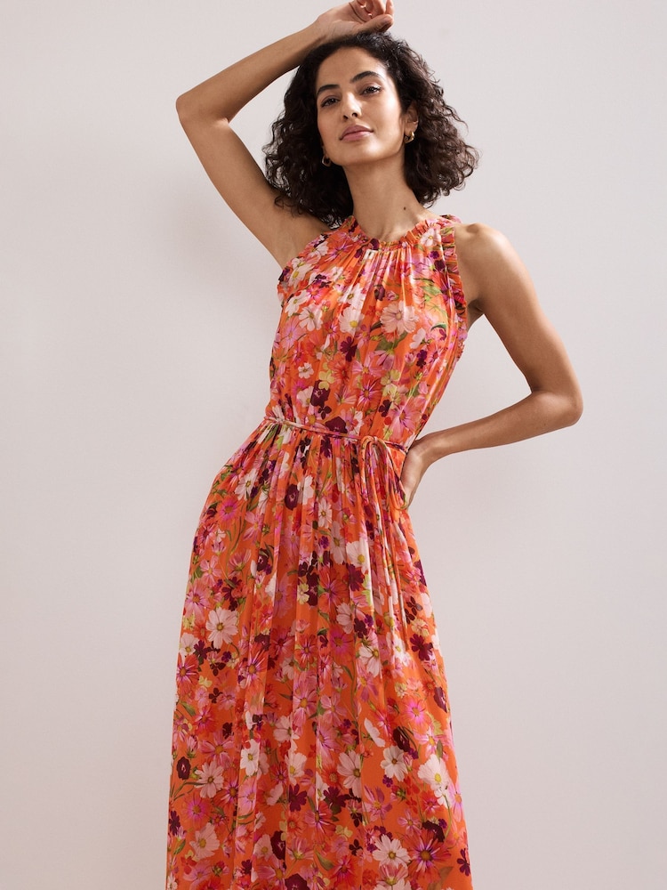 Phase Eight Orange Zelah Floral Print Dress - Image 2 of 7
