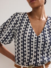 Phase Eight Blue Alba Textured Top - Image 4 of 7