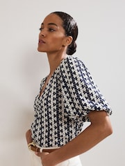 Phase Eight Blue Alba Textured Top - Image 5 of 7