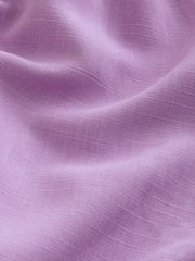 Purple Puff Sleeve Button Front Bardot Top With Linen - Image 4 of 4