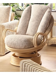 Desser Natural Burford Rattan Wicker Conservatory Swivel Rocker Chair - Image 1 of 2