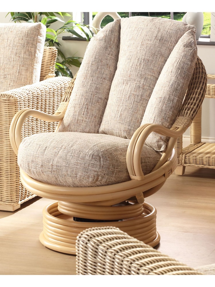 Desser Natural Burford Rattan Wicker Conservatory Swivel Rocker Chair - Image 1 of 2