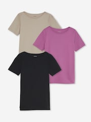 Simply Be Black Short Sleeve Slash Neck Tops 3 Pack - Image 1 of 4