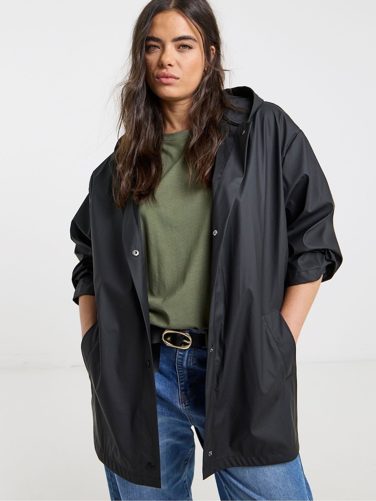 أسود - Simply Be Short Rubberised Raincoat - صورة 1 من 4