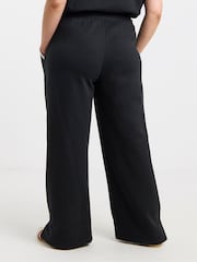 Simply Be Black Wide Leg Blanket Stitch Joggers - Image 3 of 4