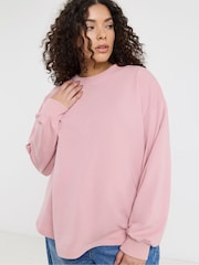 Simply Be Pink Curved Hem Sweatshirt - Image 1 of 4