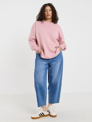 Simply Be Pink Curved Hem Sweatshirt - Image 3 of 4