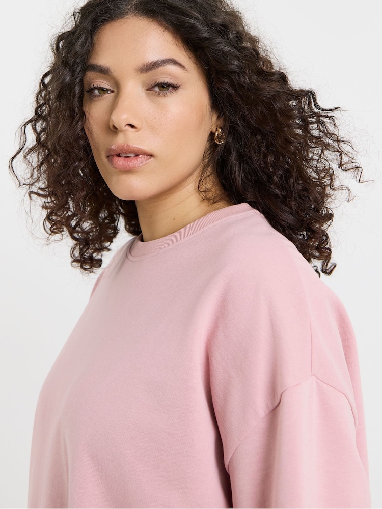 Simply Be Pink Curved Hem Sweatshirt - Image 4 of 4