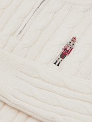 Reiss Off White Nollaig Wool-Blend Half-Zip Nutcracker Jumper - Image 5 of 5