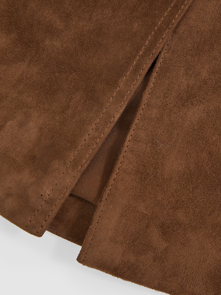 Reiss Tan Brown Miley Suede Straight-Fit Midi Skirt - Image 7 of 7 Reiss Tan Brown Miley Suede Straight-Fit Midi Skirt - Image 7 of 7