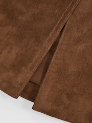 Reiss Tan Brown Miley Suede Straight-Fit Midi Skirt - Image 8 of 8