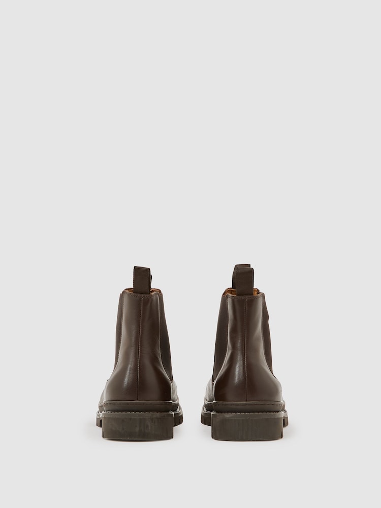 Buy Reiss Dark Brown Huxley Leather Chelsea Boots from Next USA display picture 3