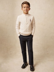 Reiss Off White Nollaig Wool-Blend Half-Zip Nutcracker Jumper - Image 3 of 5