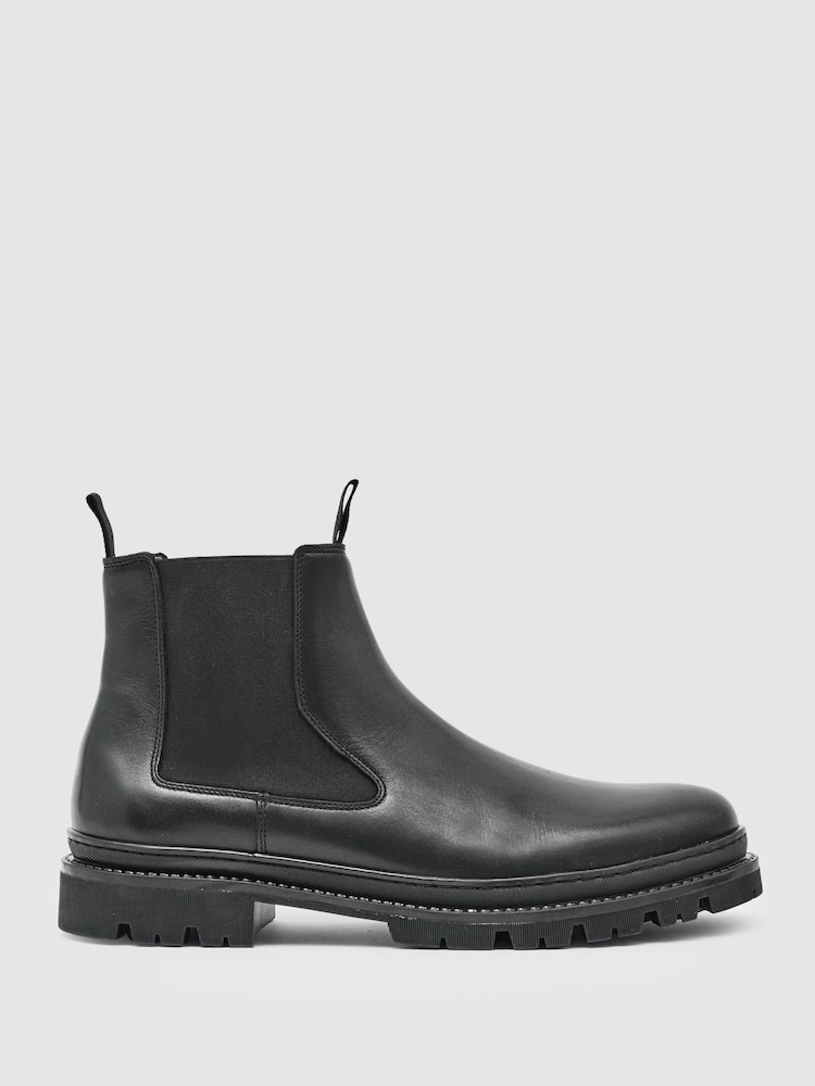 Reiss Black Huxley Leather Chelsea Boots - Image 1 of 4