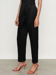 Reiss Black Celia Petite Satin Tapered Trousers - Image 3 of 7