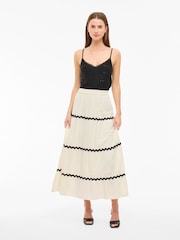 VILA Cream High Waist Tiered Maxi Skirt - Image 1 of 4