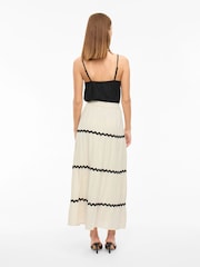 VILA Cream High Waist Tiered Maxi Skirt - Image 2 of 4