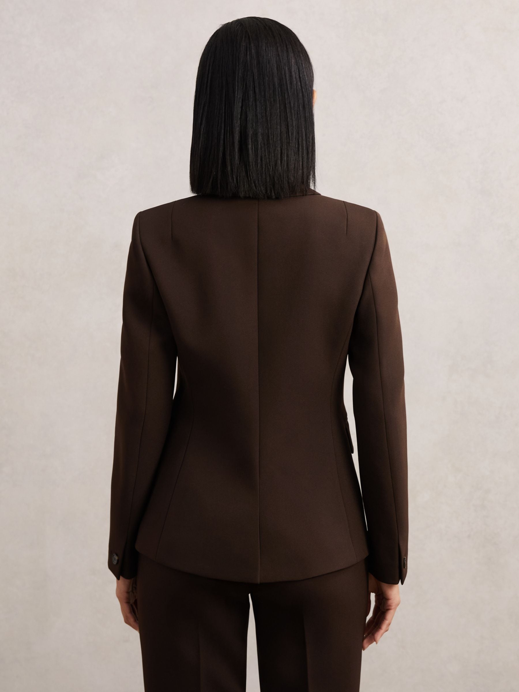Buy Reiss Chocolate Brown Priya Twill Double-Breasted Blazer