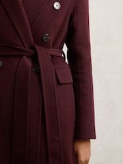 Reiss Burgundy Brogan Double-Breasted Blindseam Coat Wool-Blend - Image 4 of 7