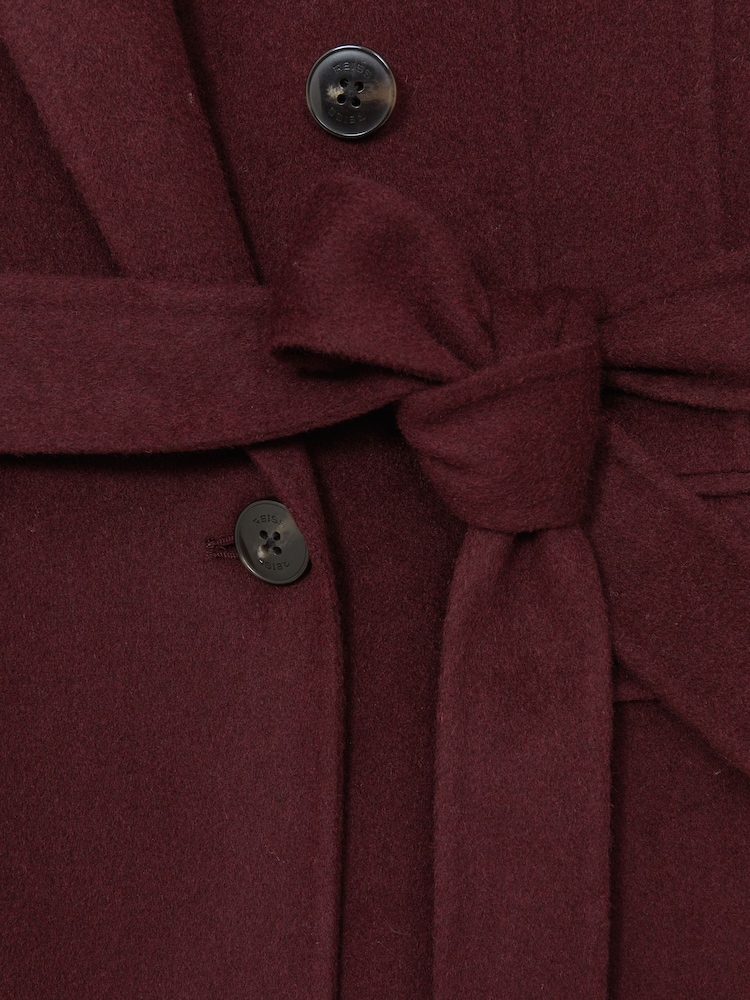 Reiss Burgundy Brogan Double-Breasted Blindseam Coat Wool-Blend - Image 7 of 7