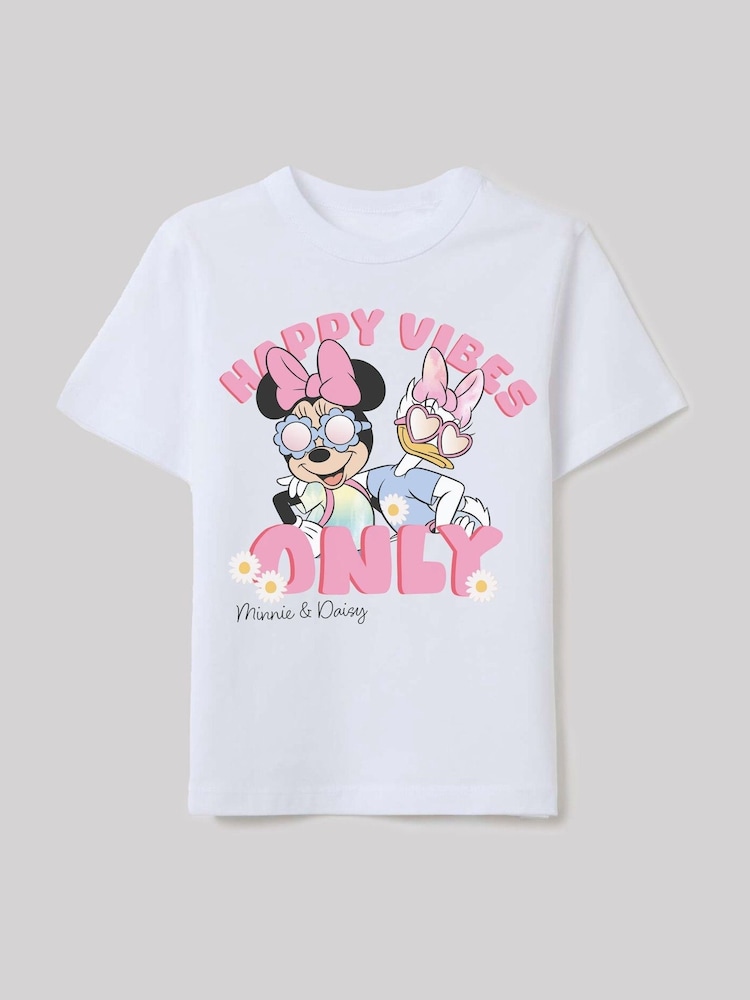 Brands In White Minnie Mouse Daisy Duck Happy Vibes T-Shirt - Image 1 of 3