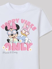 Brands In White Minnie Mouse Daisy Duck Happy Vibes T-Shirt - Image 2 of 3