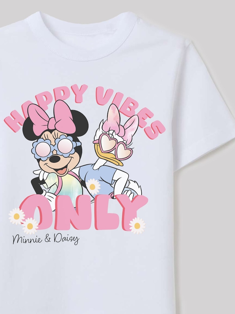 Brands In White Minnie Mouse Daisy Duck Happy Vibes T-Shirt - Image 2 of 3
