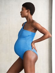 Seraphine One Shoulder Textured Maternity Swimsuit - Image 3 of 4