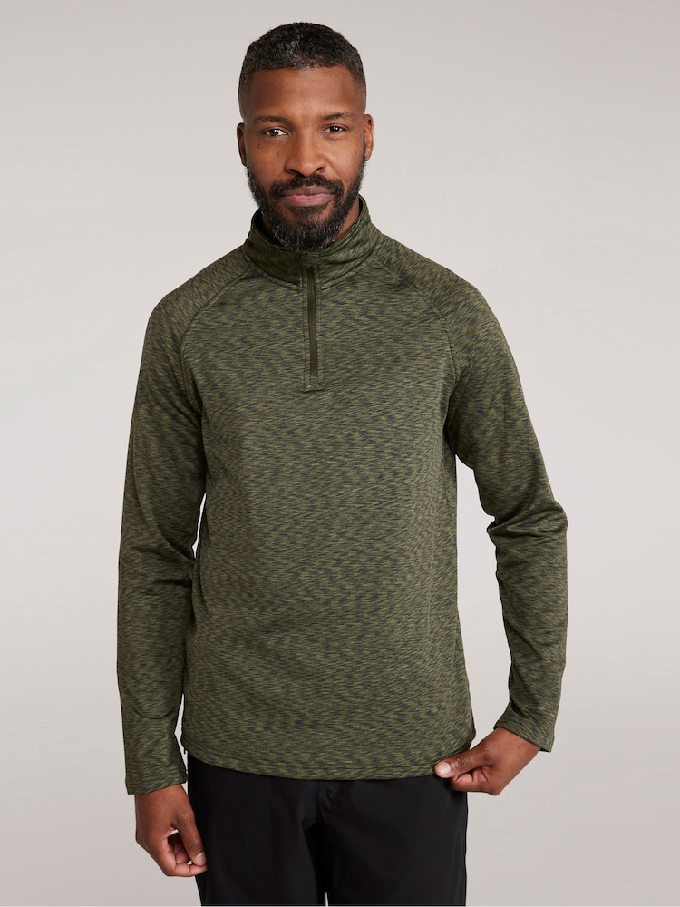 Mountain Warehouse Green Power Mens Half Zip Quick Drying Midlayer Fleece - Image 1 of 8