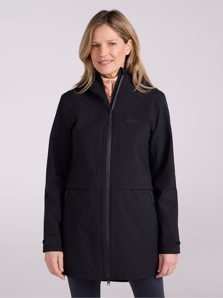 Mountain Warehouse Black Womens April Longline Waterproof Jacket - Image 1 of 11 Mountain Warehouse Black Womens April Longline Waterproof Jacket - Image 1 of 11