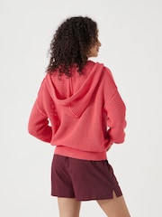 Hush Pink Open Stitch V-Neck Hoodie - Image 4 of 5