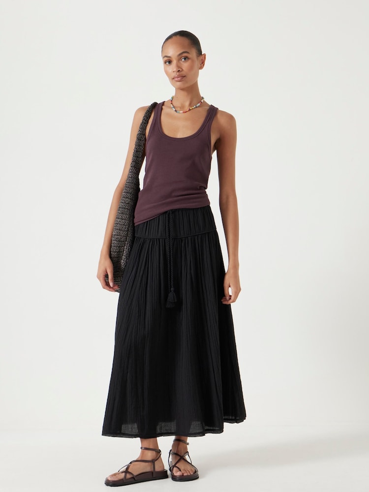 Preto - Saia midi com detalhe franzido Hush - Imagem 2 de 5
